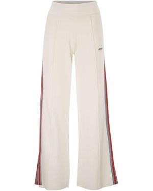 Autry Viscose Track Pants With Side Stripes - White