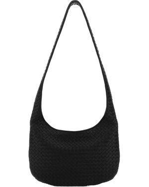 Bottega Veneta Veneto Intrecciato-Leather Shoulder Bag - Black