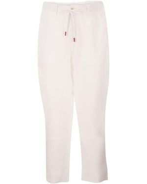 Kiton Tailored Linen Drawstring Pants - White