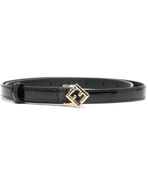 Fendi Ff Diamonds Patent Leather Belt - White
