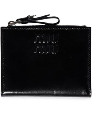 Miu Miu Small Logo-Embossed Leather Wallet - Black