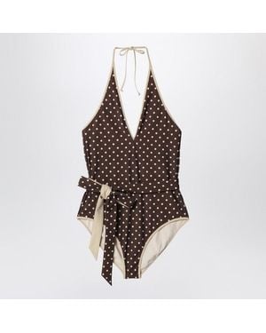 Valentino Swimsuit With Plusdepois Motif - Brown