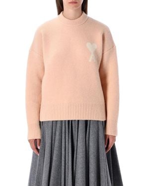Ami Paris Alpaca Ami De Coeur Crewneck Jumper - Blue