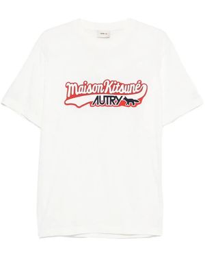 Autry X Maison Kitsune Tshirt With Logo - White