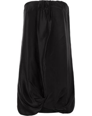 7 For All Mankind Draped Strapless Mini Dress - Black