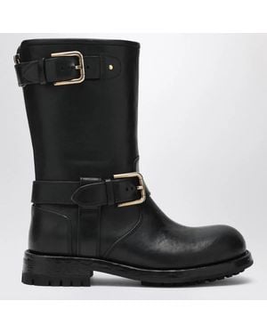 Dolce & Gabbana Dolce&Gabbana Leather Boot With Buckles - Black