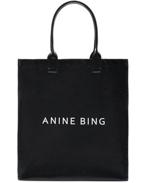 Anine Bing Leonie Coated Canvas Tote - Black