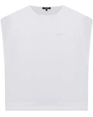 Balmain Transparent Crop Sleeve Top - White