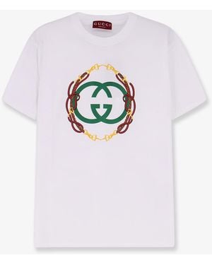 Gucci Cotton T-Shirt With Interlockin Gg Print - White