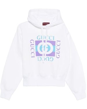 Gucci Printed Cotton Hoodie - White