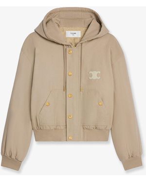 Celine Canvas Jacket With Triomphe Patch - Natural