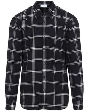 McQueen Cotton Flannel Chequered Shirt - Black
