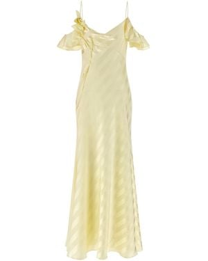 Self-Portrait Self Portrait 'Satin Striped' Long Dress - Yellow