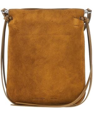 Phoebe Philo Pouch Made From Soft Suede Leather, Enriched With Debossed Mini Logo - Brown