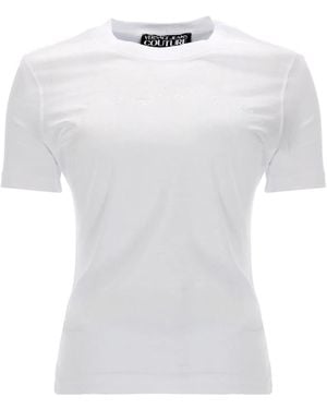 Versace Jeans Couture T-Shirt Con Logo Glitterato - White