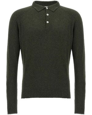 Ma'ry'ya Bouclé Cotton Polo Shirt - Green