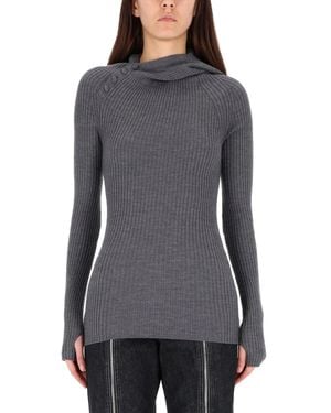 Jean Paul Gaultier Ribbed Wool Sweater - Gray