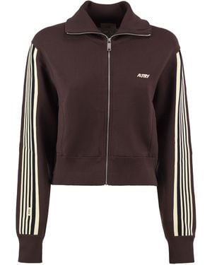 Autry Track Jacket With Zip And Contrast Stripes - Brown