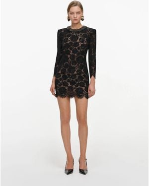 Self-Portrait Rhinestone Mini Dress - Black