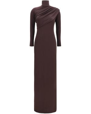 Courreges Twist High Neck Jersey Dress - Brown