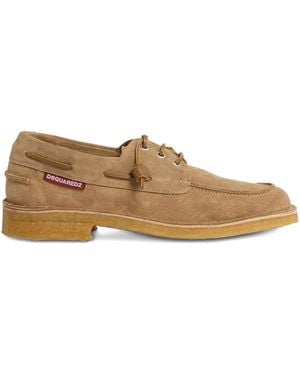 DSquared² Tabacco Calf Leather Boat Shoes - Brown