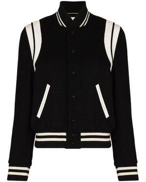 Saint Laurent Two Tone Varsity Jacket - Black