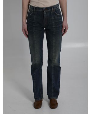 Versace Distressed Straight-Leg Cotton Denim Jeans - Black