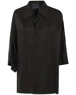 Ziggy Chen Short Sleeves Back Gathered Shirt - Black