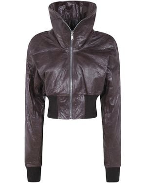 Rick Owens "Dracuflight" Cropped Leather Bomber - Grey