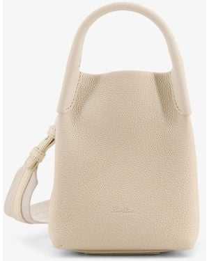 Loro Piana Bale Micro Leather Bucket Bag - Natural