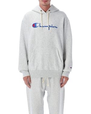 Champion Relaxed-Fit Hoodie With Logo - Grey