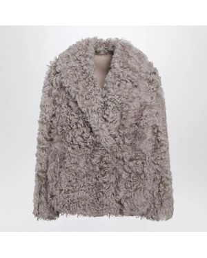 Blancha Short Taupe Fur Jacket - Grey
