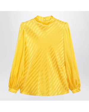 Valentino Vlogo Bright Narciso Jacquard Silk Top - Yellow