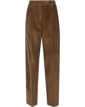 Rohe "Daria" Single Pleat Straight Leg Corduroy Pants - Brown