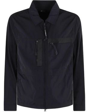 C.P. Company Chrome-R Full Zip Logo Overshirt - Black