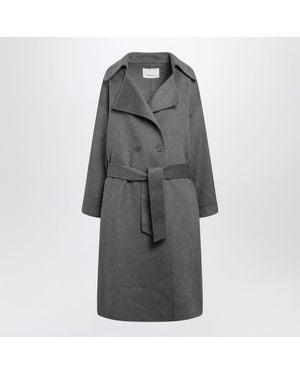 Frankie Shop Doublebreasted Coat With Belt - Grey