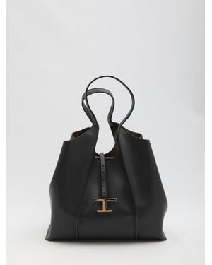 Tod's Medium Leather Shopping Bag - Black