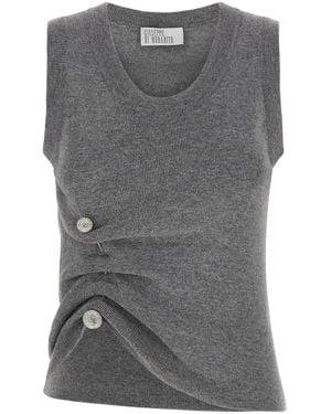 GIUSEPPE DI MORABITO Jewel Brooch Top - Grey