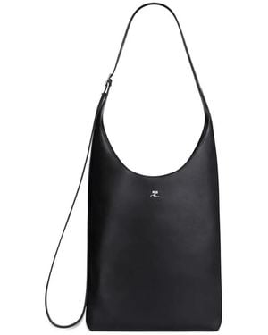 Courreges Courregès Large "Melt" Leather Tote Bag - Black