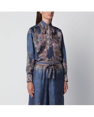 Zimmermann Valiant Relaxed Silk Shirt - Blue