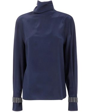 Brunello Cucinelli Turtle Neck Blouse - Blue