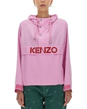 KENZO Logo Print Windbreaker - Pink