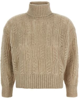 Agnona Openwork Turtleneck Sweater - Natural
