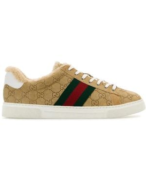Gucci Suede Ace Sneakers - Natural