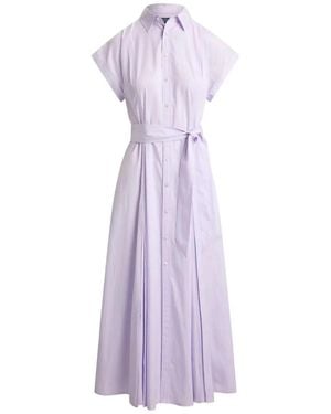 Polo Ralph Lauren Short Sleeves Shirt Midi Dress - Purple