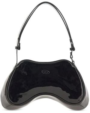 DIESEL Play Patent Shoulder Bag - Black