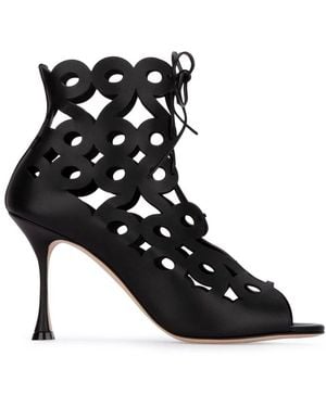 Manolo Blahnik Taralo 90Mm Cut Out Boots - Black