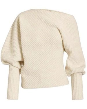 Alberta Ferretti Wide Boat-Neck Jumper - Natural