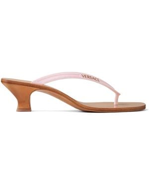 Versace Sophie Rubber Thong Sandals 40 Mm - Natural