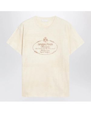 Prada Ivory T-Shirt With Logo Print - Natural